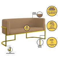 Kit 2 Poltronas Sofá 2 Lugares Para Recepção Gold Veludo Capuccino - 8