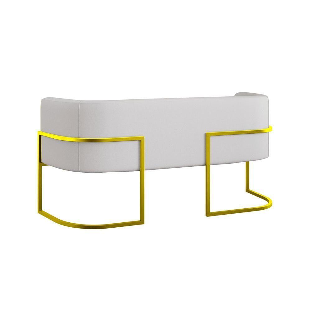 Kit 2 Poltronas Sofá 2 Lugares Para Recepção Gold Veludo Bege - 8