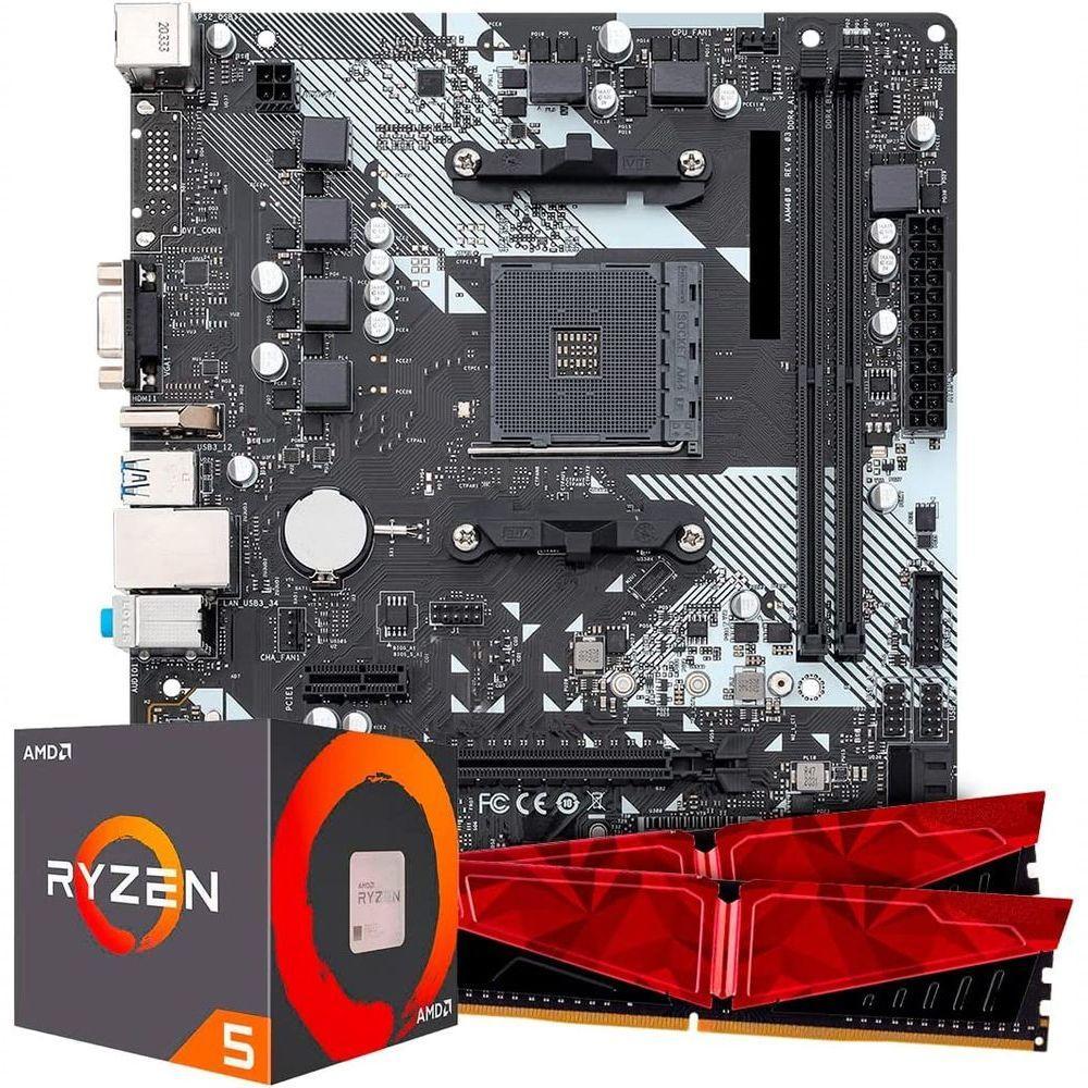 Kit Upgrade Amd Ryzen 5 4600g Vega 7 Placa Mãe A520 Memória Ram 16gb Ddr4 - 2