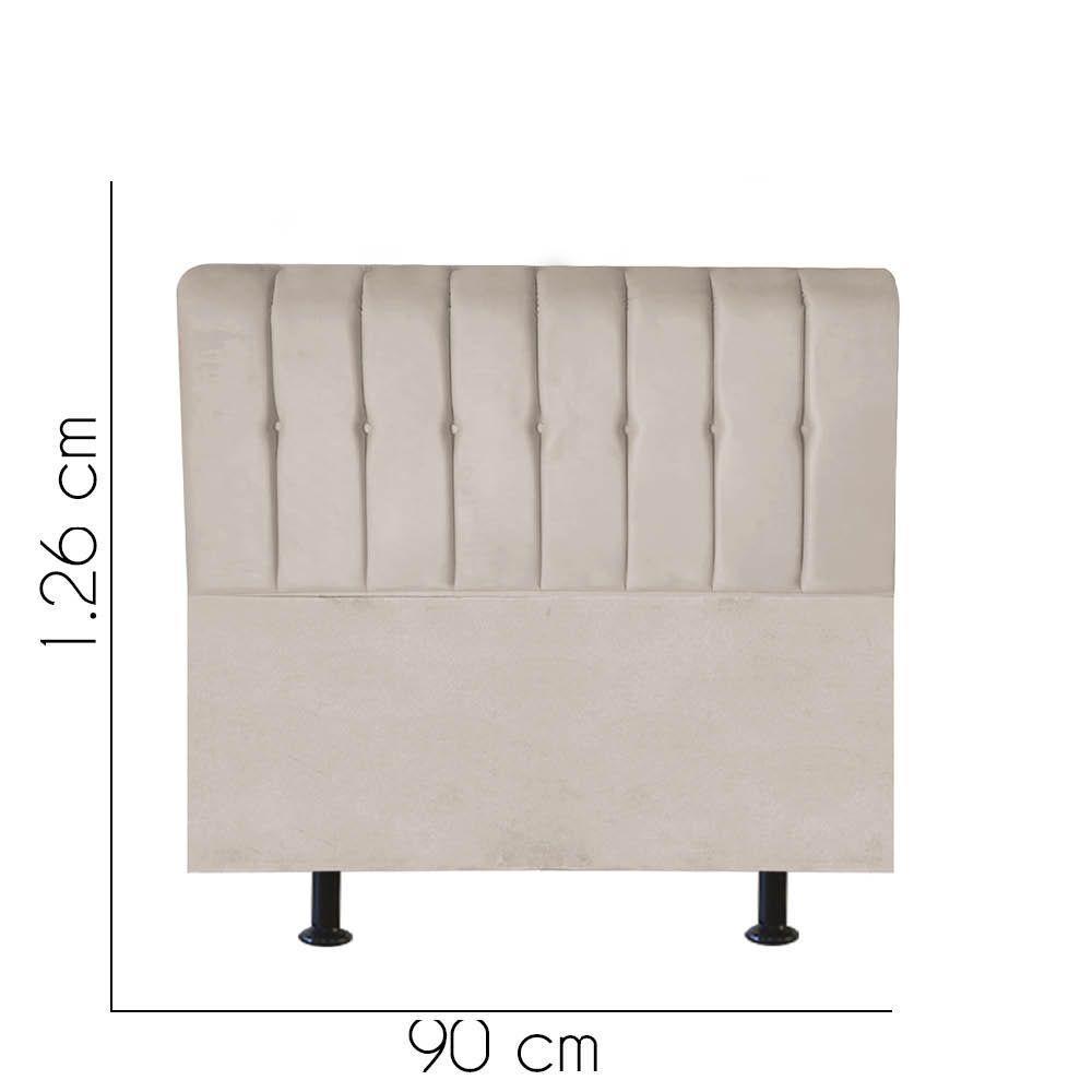 Cabeceira Estofada Kiara 90cm Solteiro Box Quarto Suede Bege - Gat Magazine - 2