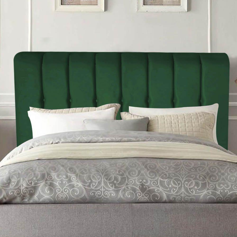 Cabeceira Estofada Kiara 195cm King Size Box Quarto Suede Verde - Gat Magazine - 3