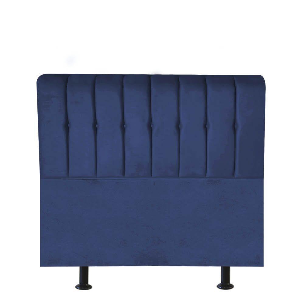 Cabeceira Estofada Kiara 90cm Solteiro Box Quarto Suede Azul Marinho - Gat Magazine - 1