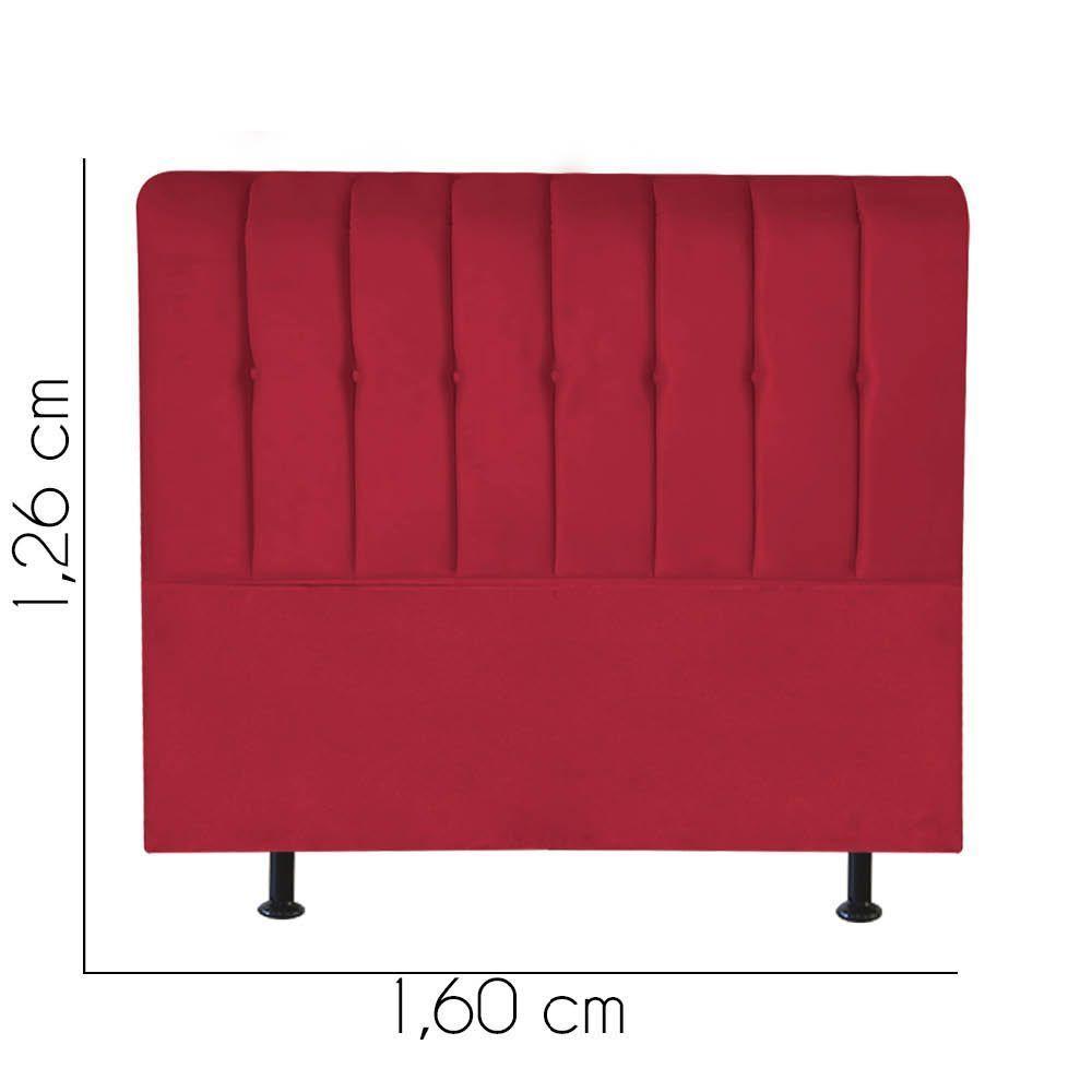 Cabeceira Estofada Kiara 160cm Queen Size Box Quarto Suede Vermelho - Gat Magazine - 2