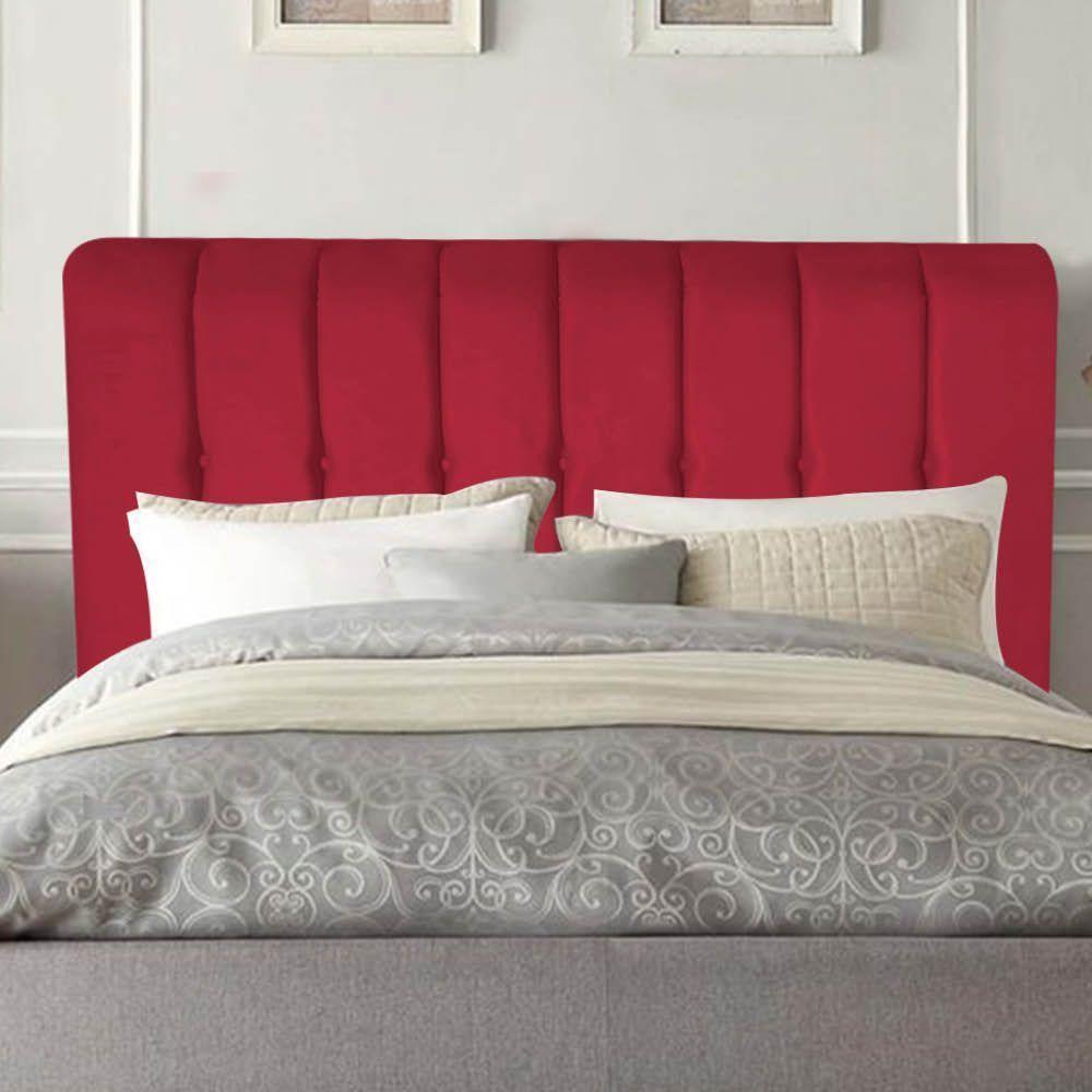 Cabeceira Estofada Kiara 160cm Queen Size Box Quarto Suede Vermelho - Gat Magazine - 3