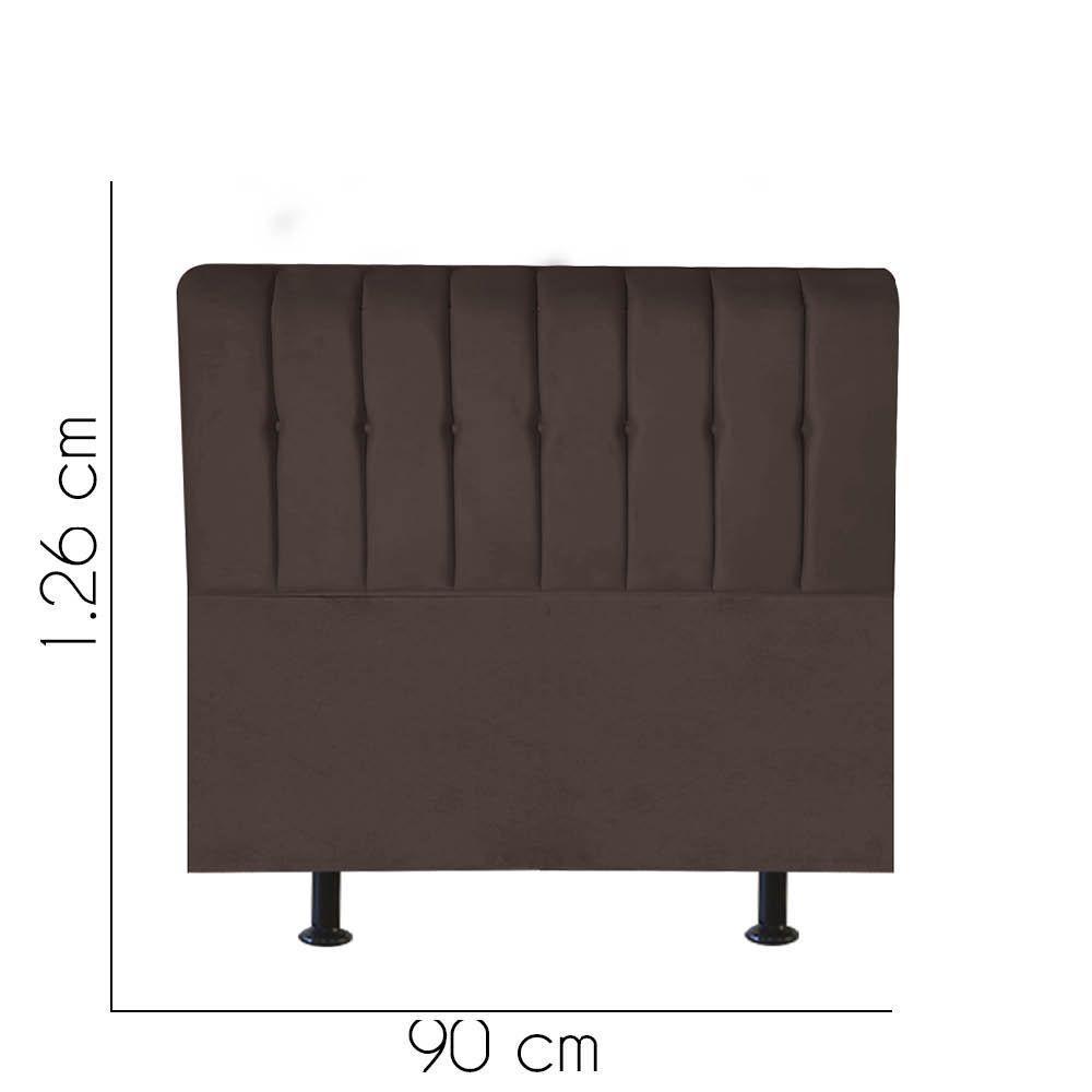 Cabeceira Estofada Kiara 90cm Solteiro Box Quarto Suede Marrom - Gat Magazine - 2