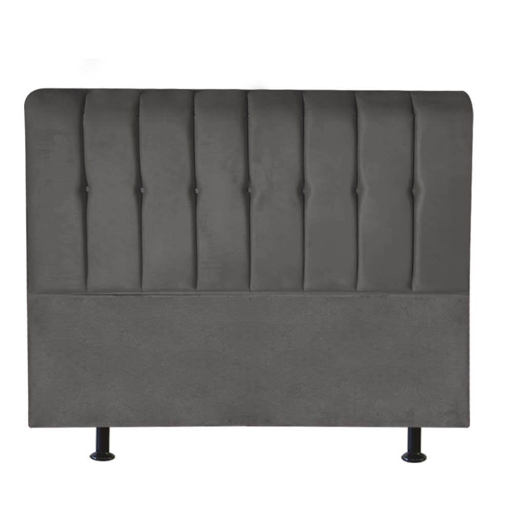 Cabeceira Estofada Kiara 195cm King Size Box Quarto Suede Cinza Escuro Grafite - Gat Magazine - 1