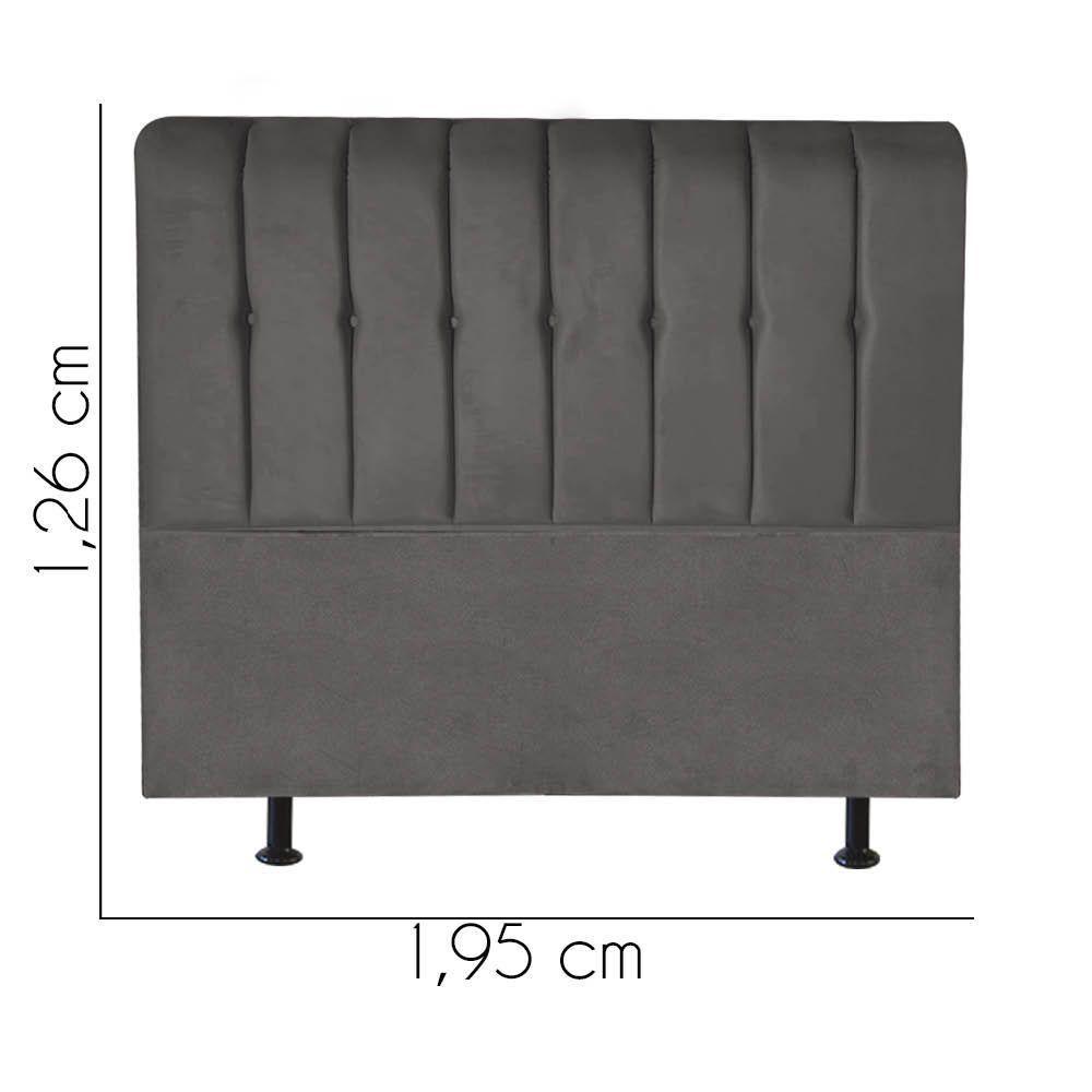 Cabeceira Estofada Kiara 195cm King Size Box Quarto Suede Cinza Escuro Grafite - Gat Magazine - 2