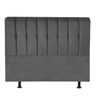 Cabeceira Estofada Kiara 195cm King Size Box Quarto Suede Cinza Escuro Grafite - Gat Magazine - 1