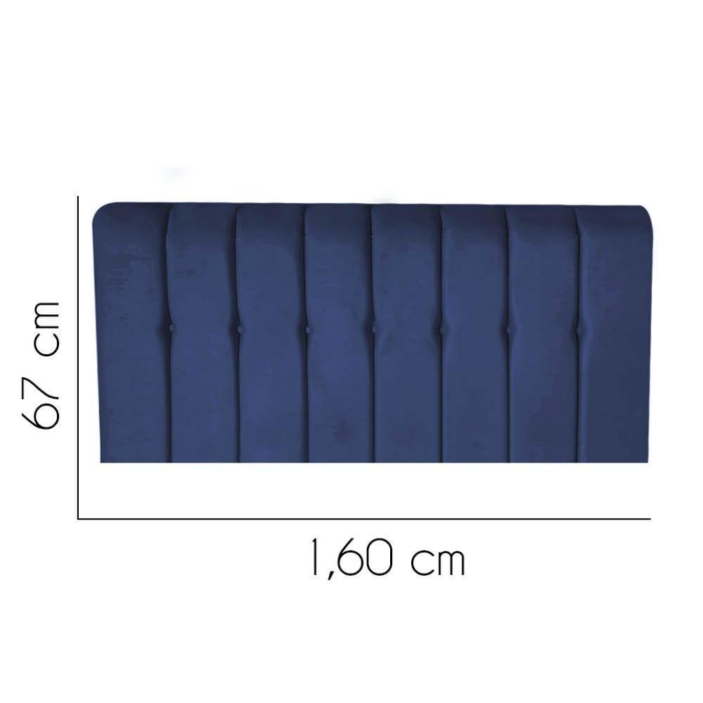 Painel Estofada Kiara 160cm Queen Size Box Quarto Suede Azul Marinho - Gat Magazine - 2