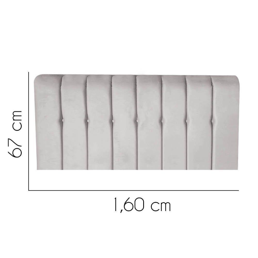 Painel Estofada Kiara 160cm Queen Size Box Quarto Suede Cinza Claro - Gat Magazine - 2