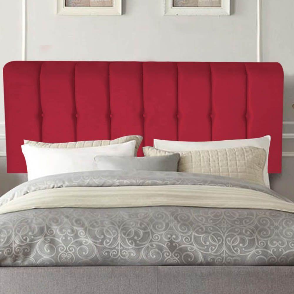 Painel Estofada Kiara 160cm Queen Size Box Quarto Suede Vermelho - Gat Magazine - 1
