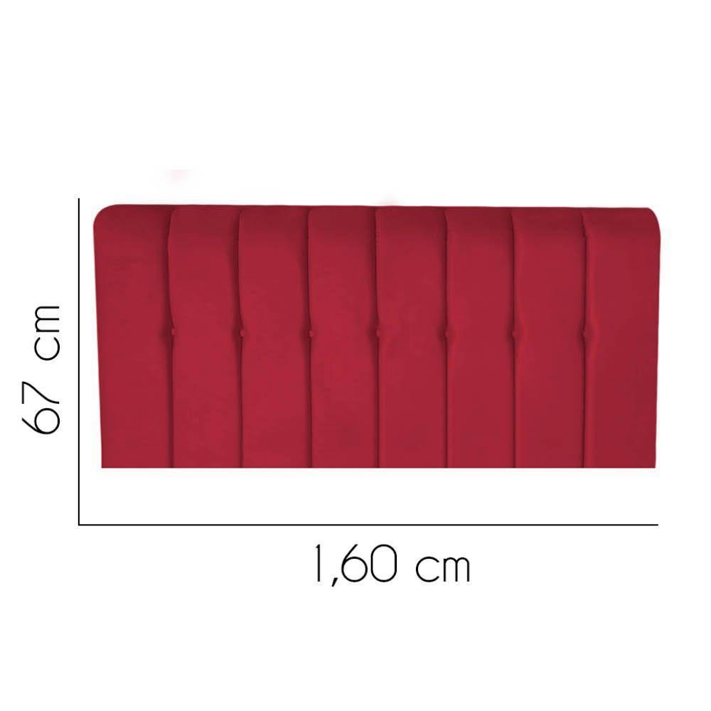 Painel Estofada Kiara 160cm Queen Size Box Quarto Suede Vermelho - Gat Magazine - 2