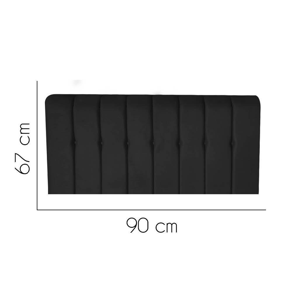 Painel Estofada Kiara 90cm Solteiro Box Quarto Corino Preto - Gat Magazine - 2