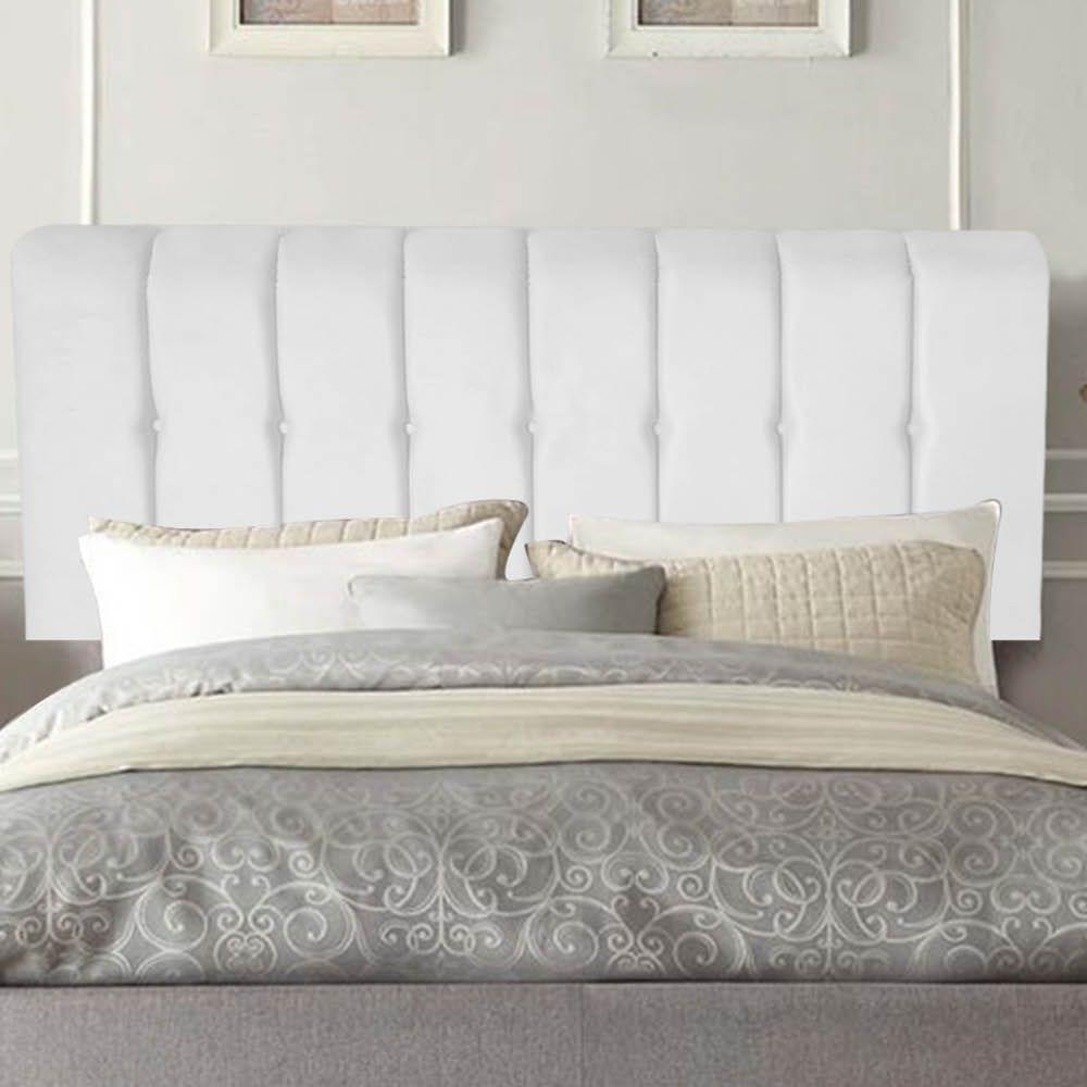 Painel Estofada Kiara 160cm Queen Size Box Quarto Suede Branco - Gat Magazine - 1