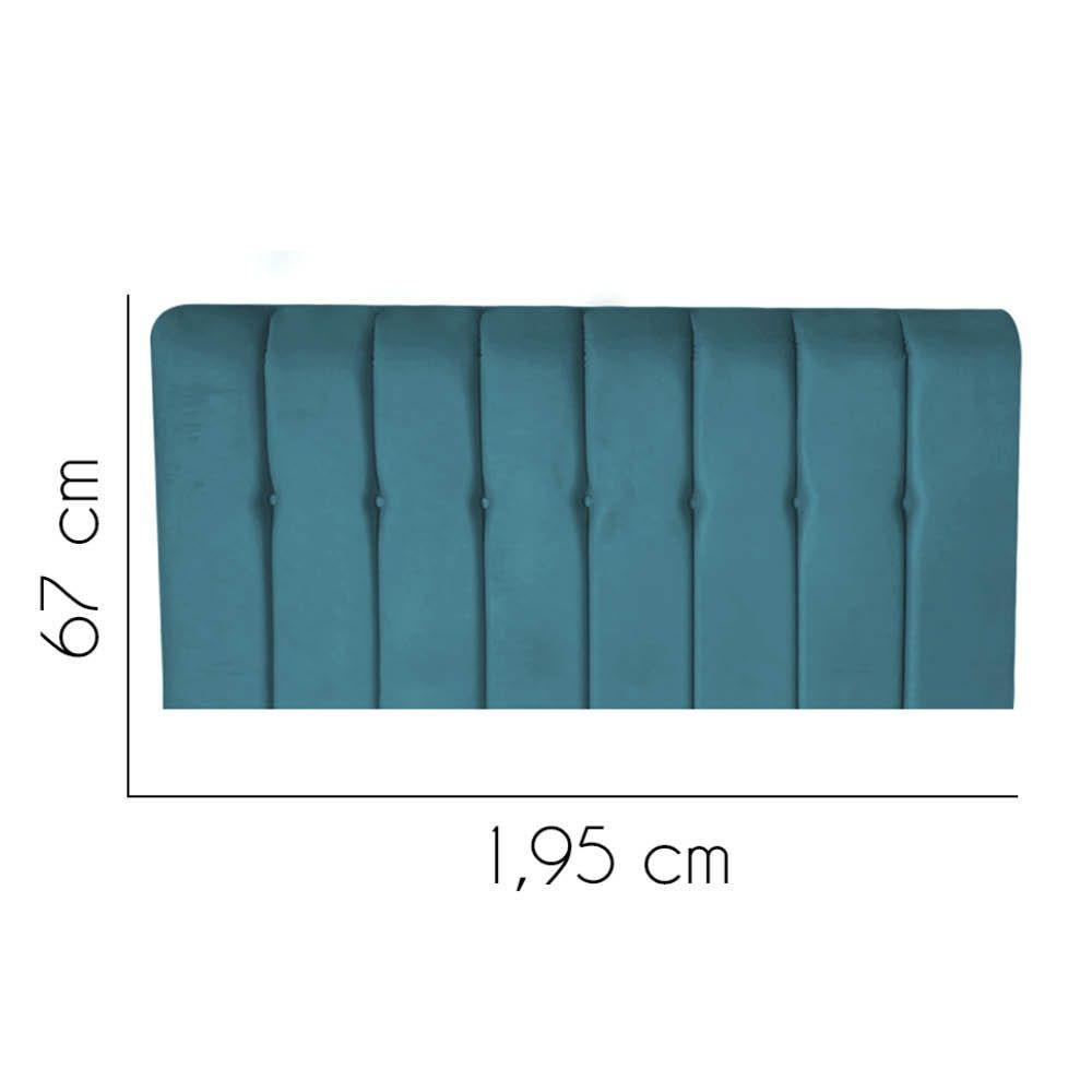 Painel Estofada Kiara 195cm King Size Box Quarto Suede Azul Turquesa - Gat Magazine - 2