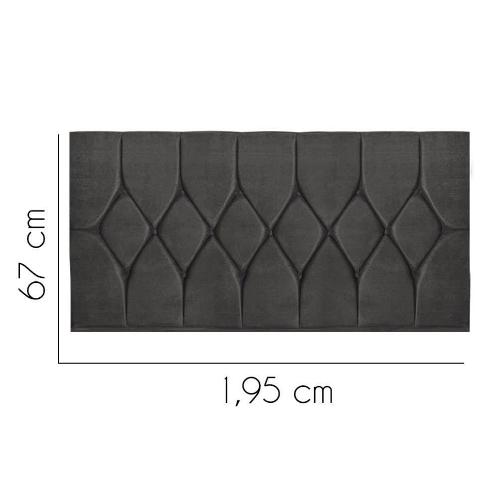 Painel Estofada Istambul Botão Capitonê 195cm King Size Para Cama Box Quarto Suede Cinza Escuro Grafite - Gat Magazine - 2