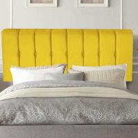 Painel Estofada Kiara 160cm Queen Size Box Quarto Suede Amarelo - Gat Magazine - 1