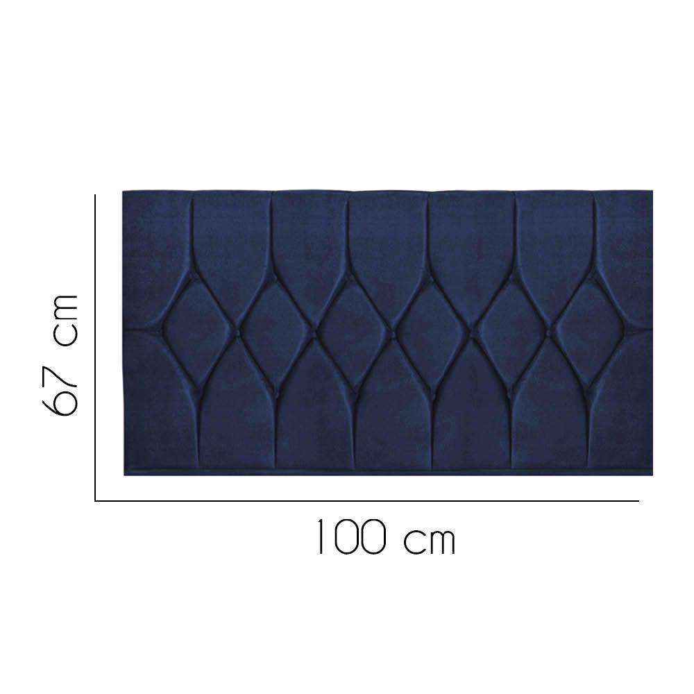 Painel Estofada Istambul Botão Capitonê 100cm Solteiro Para Cama Box Quarto Suede Azul Marinho - Gat Magazine - 2