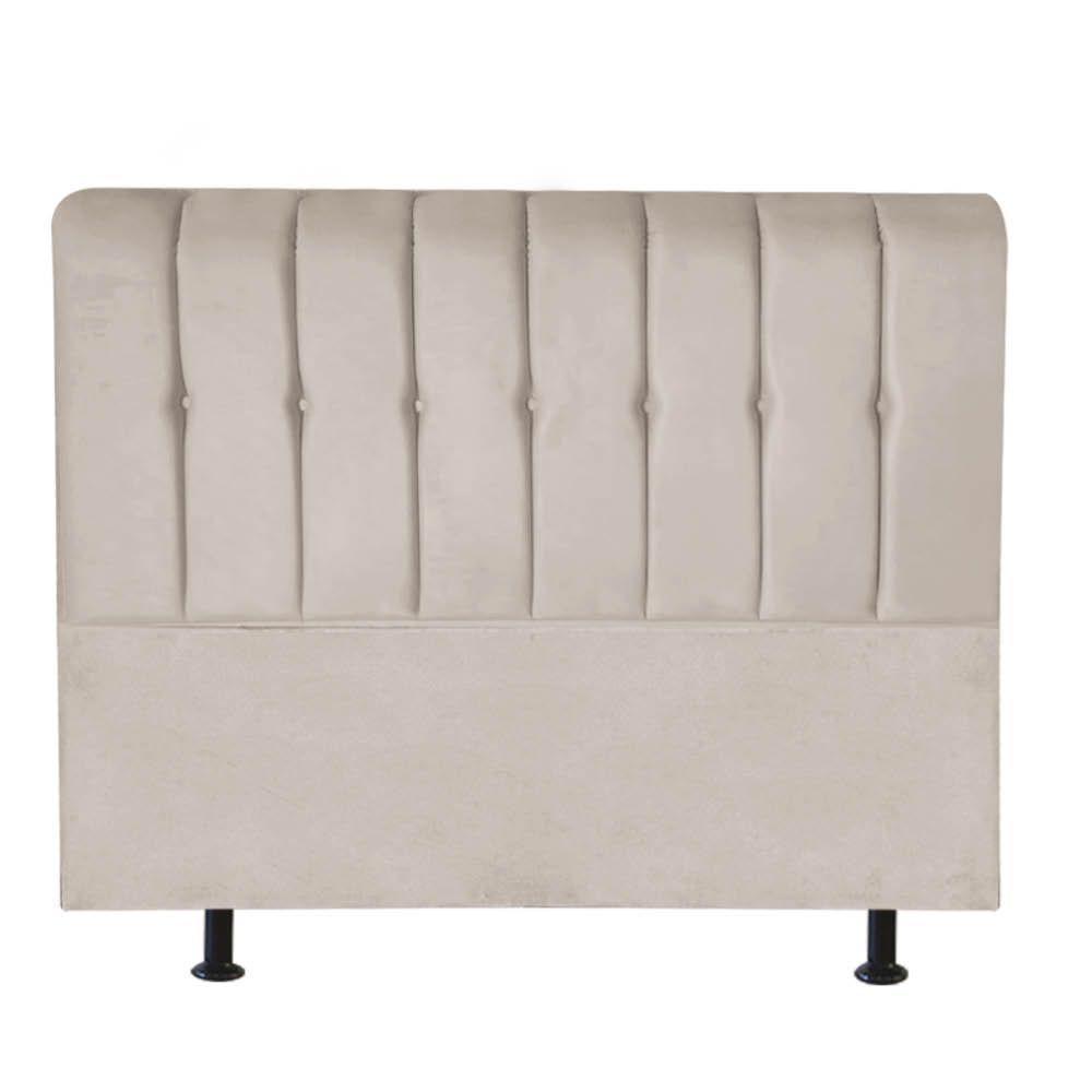 Cabeceira Estofada Kiara 160cm Queen Size Box Quarto Suede Bege - Gat Magazine - 1