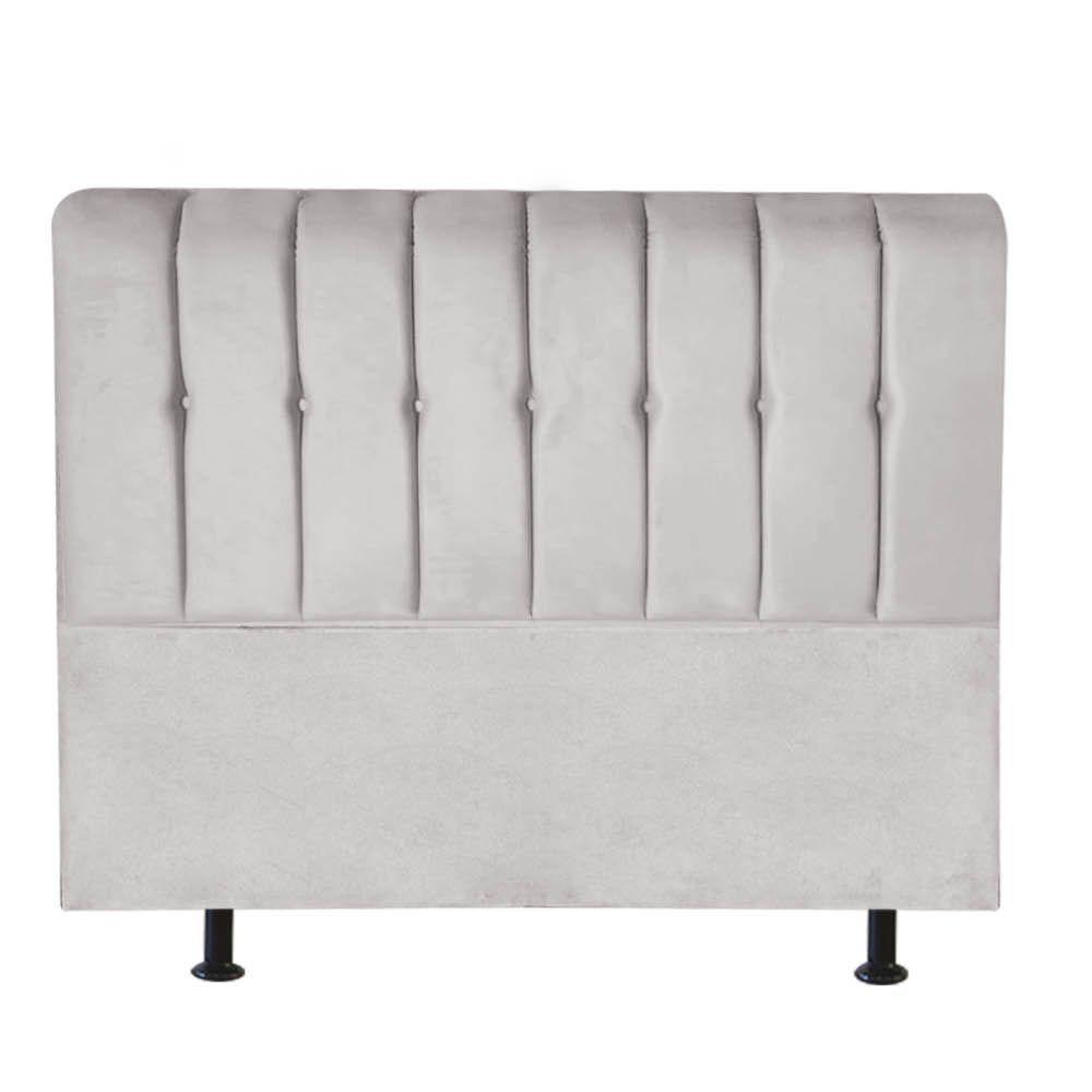 Cabeceira Estofada Kiara 160cm Queen Size Box Quarto Suede Cinza Claro - Gat Magazine - 1