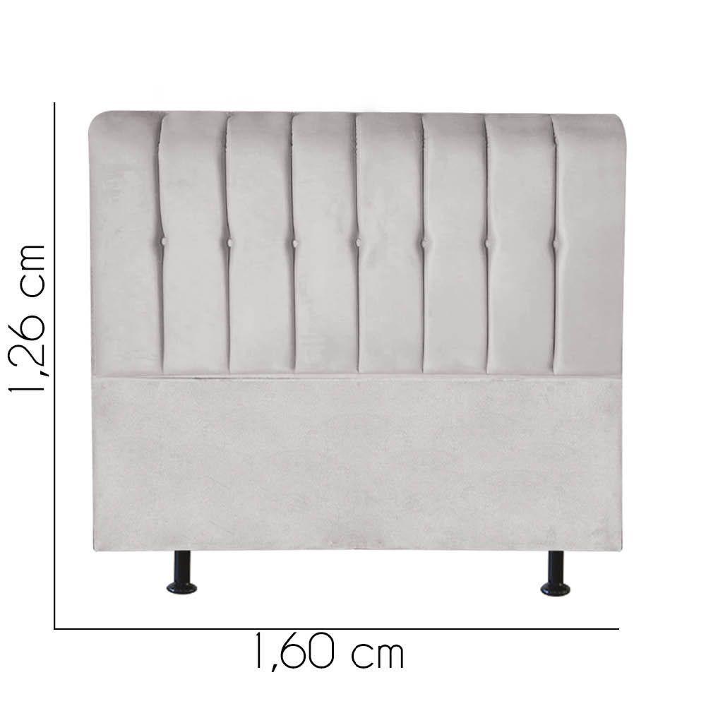 Cabeceira Estofada Kiara 160cm Queen Size Box Quarto Suede Cinza Claro - Gat Magazine - 2