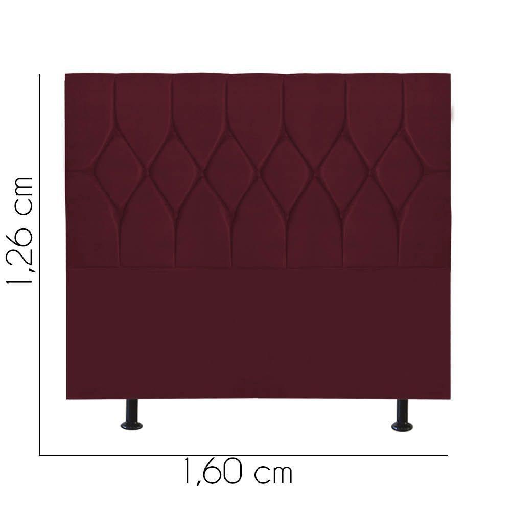 Cabeceira Estofada Istambul Capitonê 160cm Queen Size Box Quarto Suede Bordô - Gat Magazine - 2