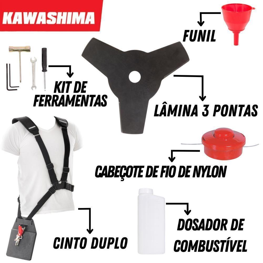 Roçadeira Kawashima Kw43l Faca 3p + Carretel + óleo Stihl 2t - 6