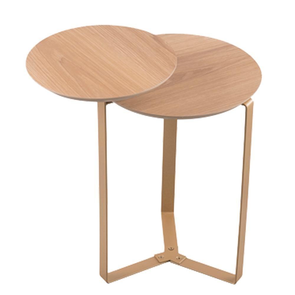 Mesa Lateral 02 Tampos Chanfrada Pe Metal Dourado Hanover Artesano Hanover Dourado - 1