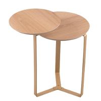 Mesa Lateral 02 Tampos Chanfrada Pe Metal Dourado Hanover Artesano Hanover Dourado - 1