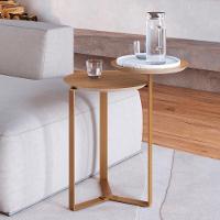 Mesa Lateral 02 Tampos Chanfrada Pe Metal Dourado Hanover Artesano Hanover Dourado - 6