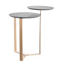 Mesa Lateral 02 Tampos Chanfrada Pe Metal Dourado Nero Artesano Nero Dourado - 1