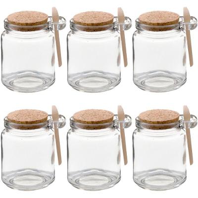 Kit 6 Pote Vidro Borossilicato 240ml Colher De Madeira Rolha