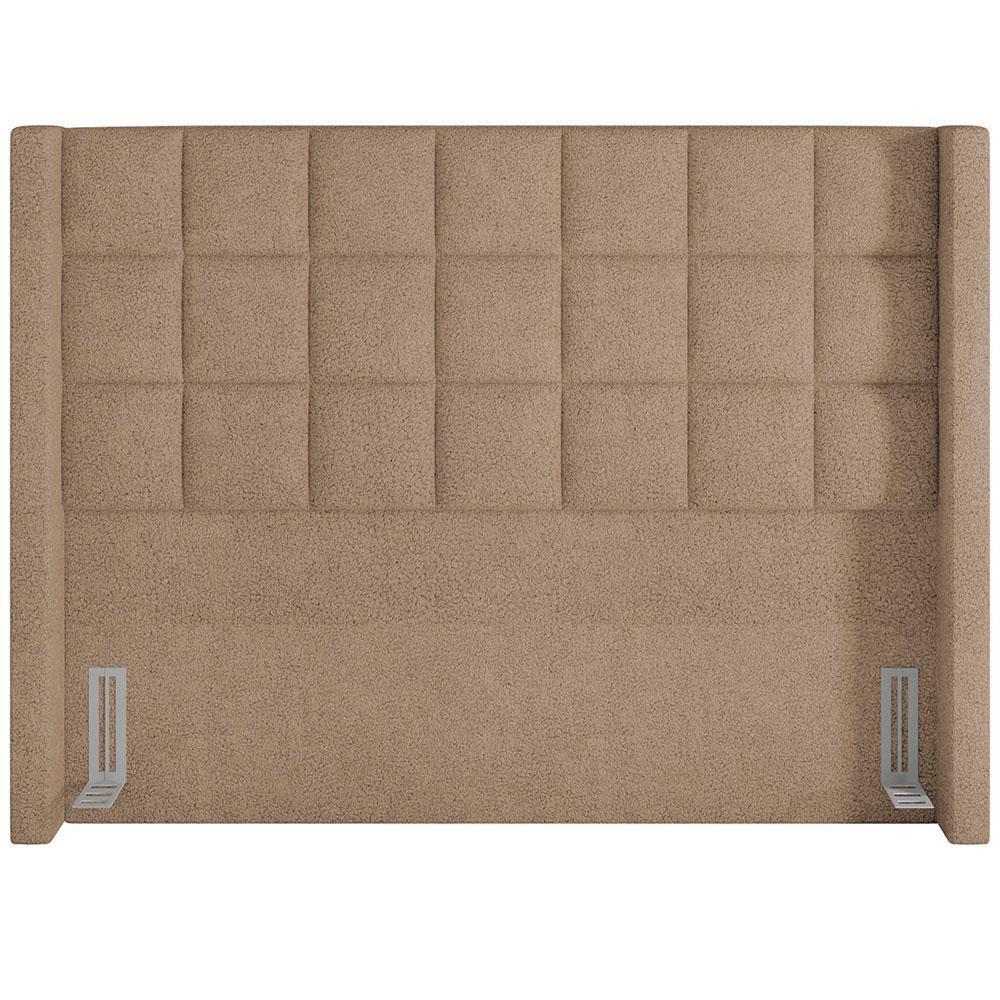 Kit Cabeceira Cama Box Paris 160 Cm Com Puff Recamier Itália P05 Bouclê Bege Lyam Decor - 6