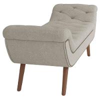 Kit Cabeceira Cama Box Casal 140 Cm Madrid Com Puff Recamier Santorini P05 Bouclê Creme Lyam Decor - 5