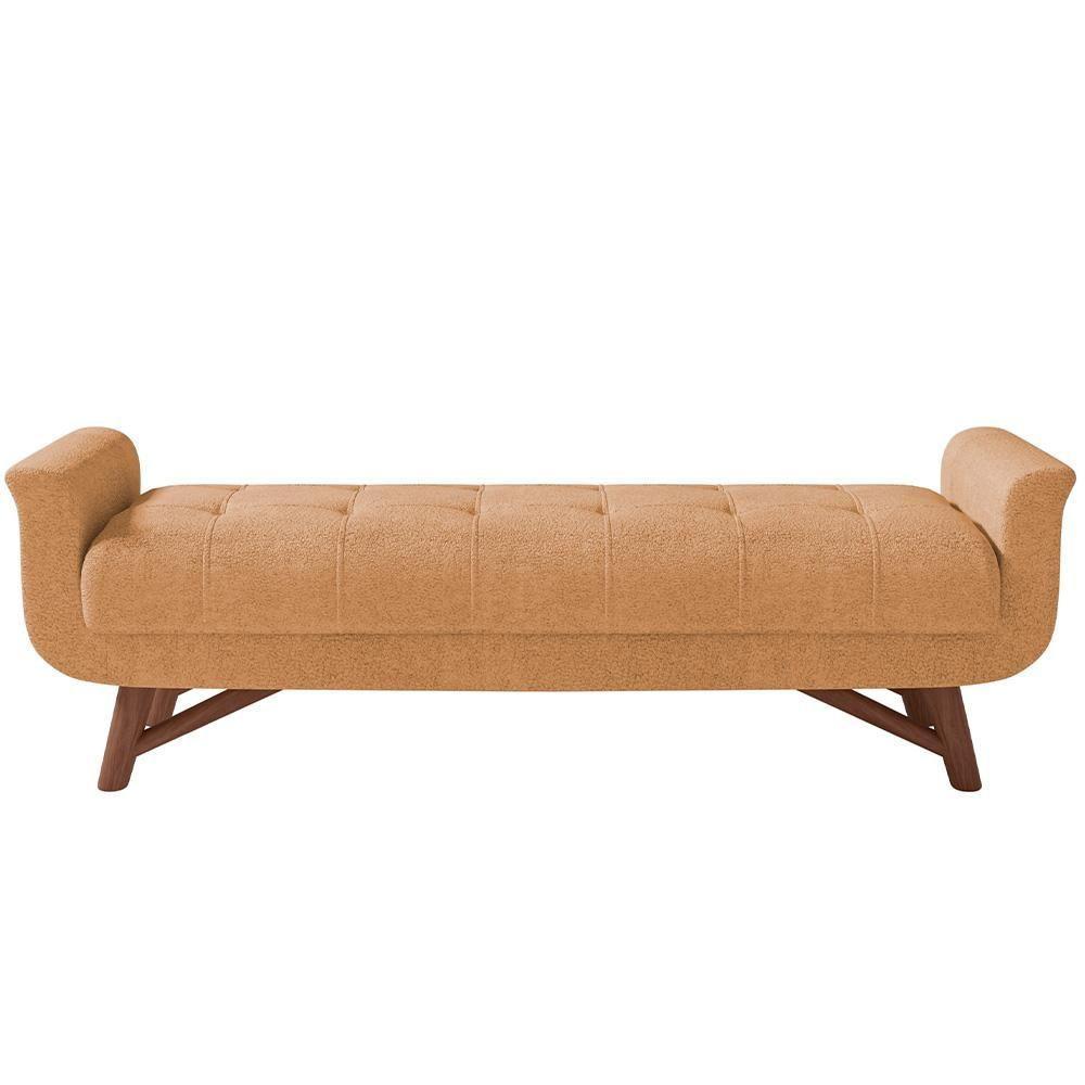 Puff Recamier Decorativo Com Pés Em Madeira 160 Cm Itália P05 Bouclê Mostarda - Lyam Decor - 4