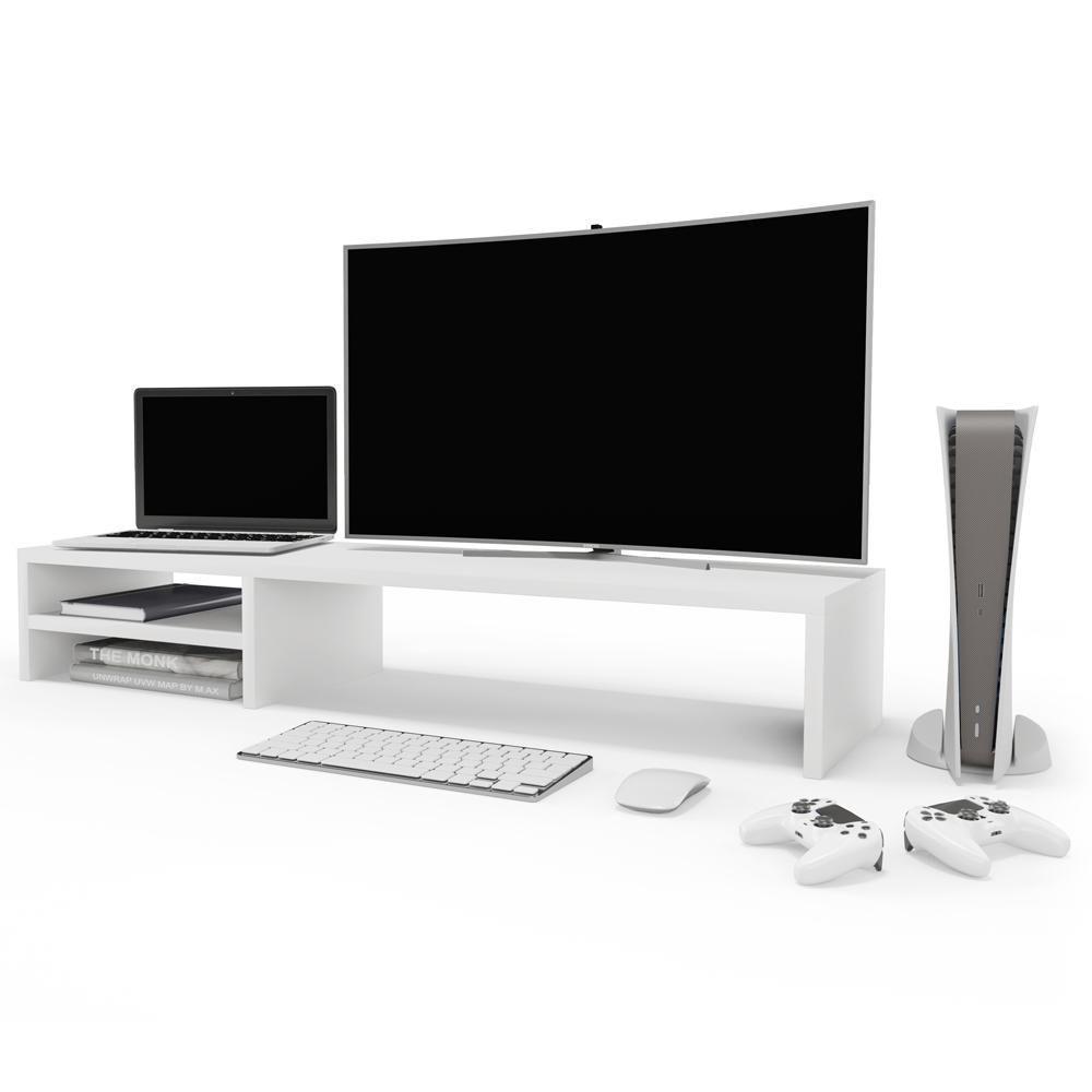 Kit 03 Suportes Para Monitor Stand Home Office Lap 90 Cm L03 Branco - Lyam - 6