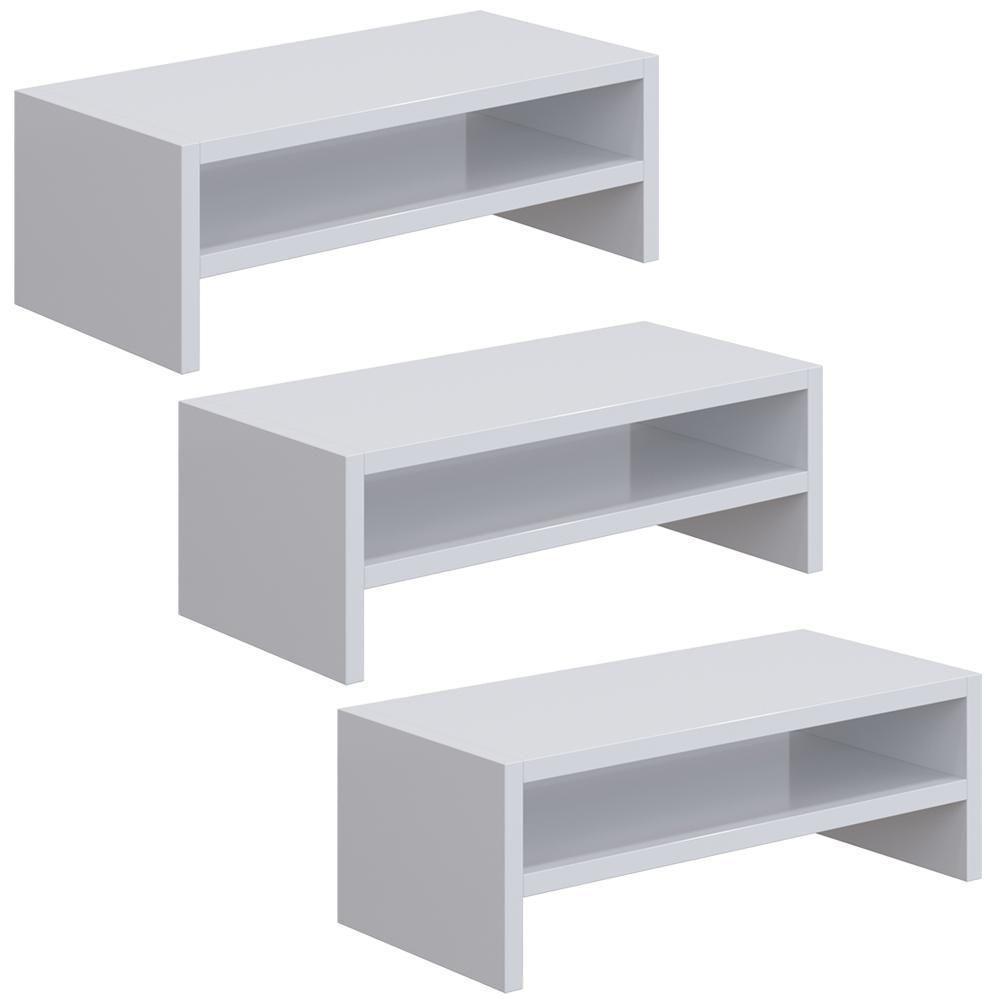 Kit 03 Suportes Para Monitor Stand Home Office Lap 63 Cm L03 Branco - Lyam - 1