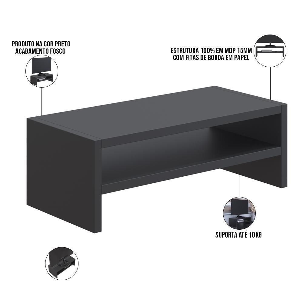 Kit 03 Suportes Para Monitor Stand Home Office Lap 63 Cm L03 Preto - Lyam - 6