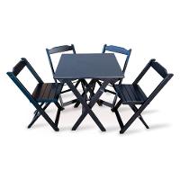 Conjunto De Mesa Dobravel Com 4 Cadeiras Dobráveis De Madeira 70x70 Area Gourmet - Preto - 1