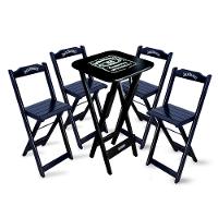 Conjunto De Mesa Bistrô Dobrável Jack Daniel's Com 4 Banquetas De Madeira Preta - Cor: Preto - 1