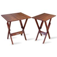 Conjunto De Mesa 70x70 E Mesa Aparador Dobrável C/ 2 Cadeiras Tarimatã P/ Area Gourmet Imbuia Marrom - 6