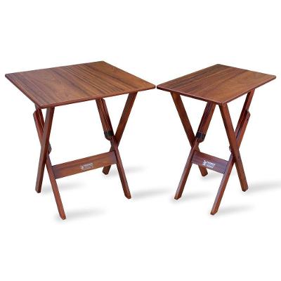 Conjunto De Mesa 60x60 Com Mesa Aparador Tarimatã - Imbuia - Cor: Marrom