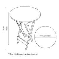 Conjunto Bistrô Mesa Dobrável De Madeira Redonda Com 4 Banquetas Imbuia - Cor: Marrom - 3