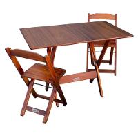 Conjunto De Mesa Dobrável 70x110 Com 2 Cadeiras Imbuia - Cor: Marrom - 1