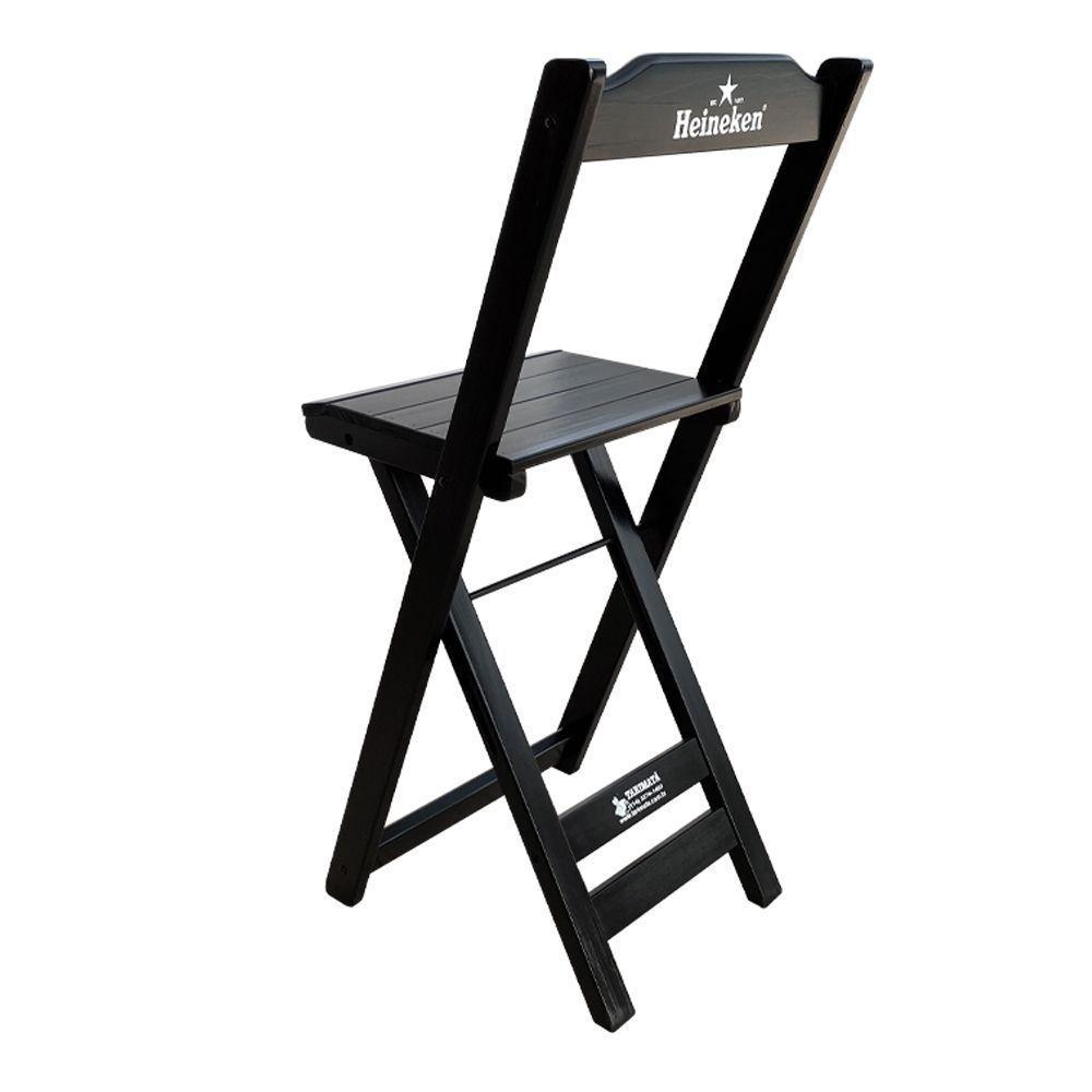 Banqueta Bistrô Dobrável Madeira Personalizada Hei Preta - Cor: Preto - 3