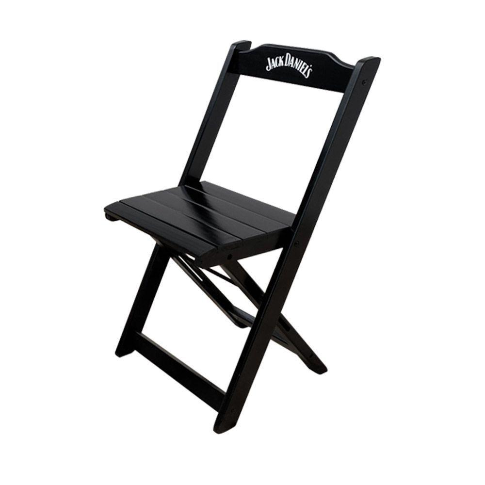 Conjunto Mesa Dobrável Madeira 110x70 Com 6 Cadeiras Personalizada Jack Preta - Cor: Preto - 5