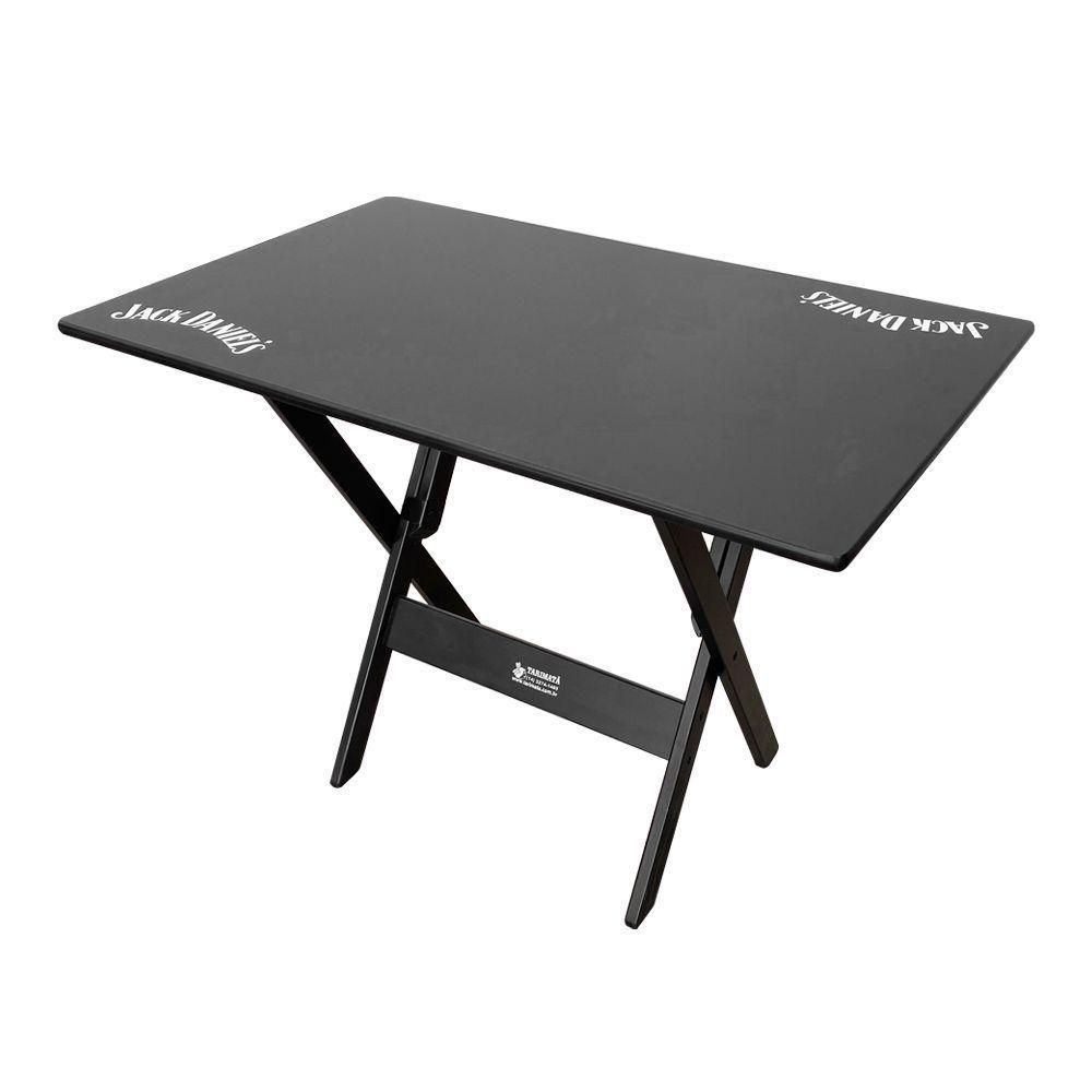 Conjunto Mesa Dobrável Madeira 110x70 Com 4 Cadeiras Personalizada Jack Preta - Cor: Preto - 5