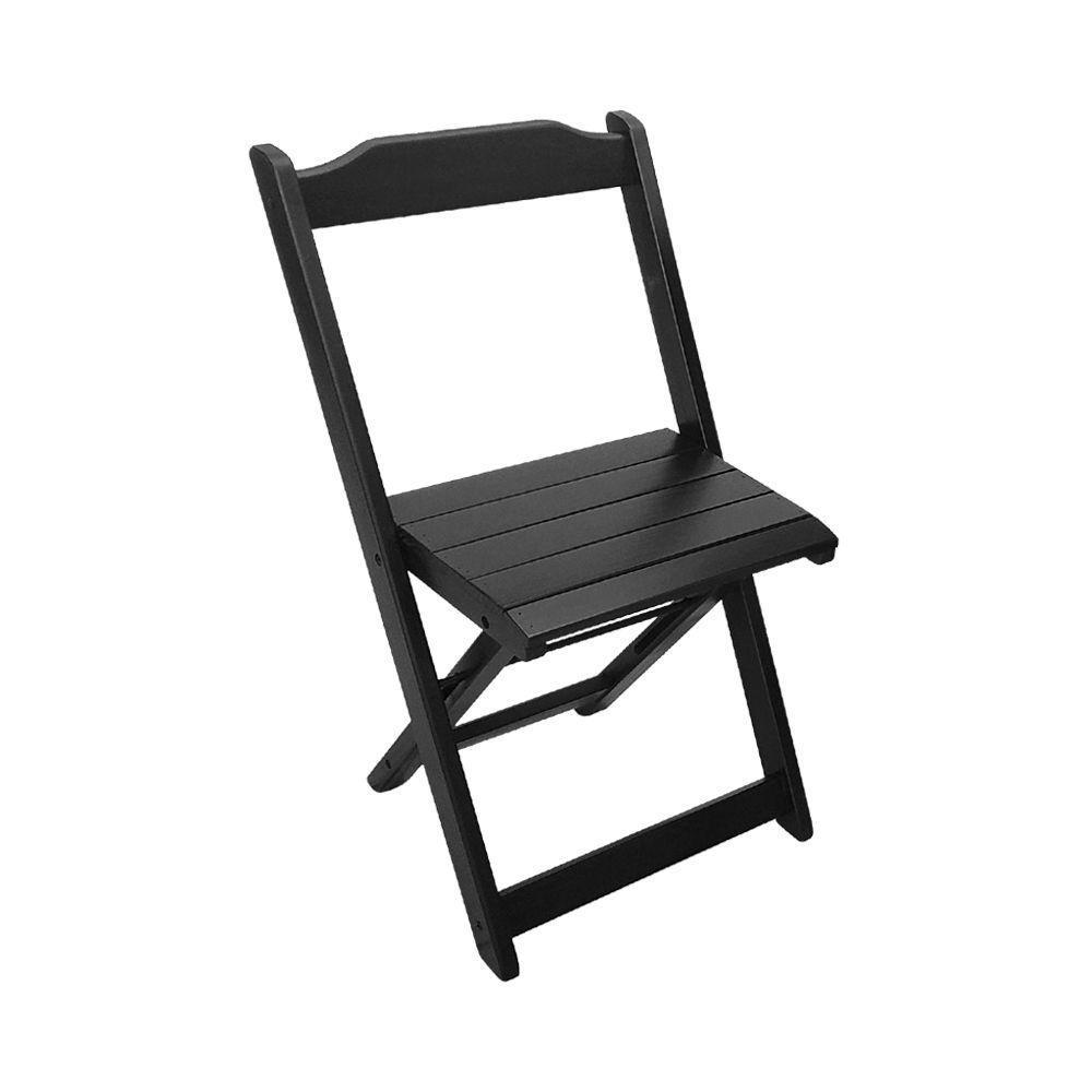 Conjunto Dobrável Mesa De Madeira 90cm Redonda Com 4 Cadeiras Preta - Cor: Preto - 5