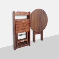 Conjunto Dobrável Mesa De Madeira 70cm Redonda Com 2 Cadeiras Imbuia - Cor: Marrom