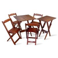 Conjunto De Mesa Dobrável 70x70 Com 4 Cadeiras Com Mesa Aparador Tarimatã -imbuia - Cor: Marrom - 1
